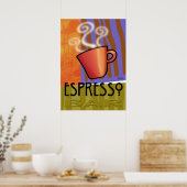 Poster Barre Espresso | orange vert olive lilas (Cuisine)