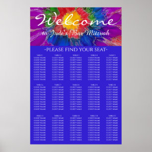 Poster Barre et Bat mitzvah Argent Floral Seat Chart