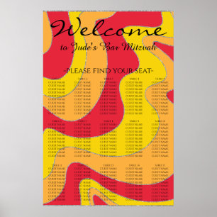 Poster Barre et Bat mitzvah Argent Vagues de siège