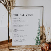 Poster Barre Mariage verte Menu Signer Modèle