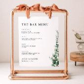 Poster Barre Mariage verte Menu Signer Modèle
