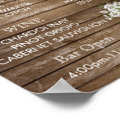 Poster Barre Menu - Baril de bois avec fleurs blanches (Coin)