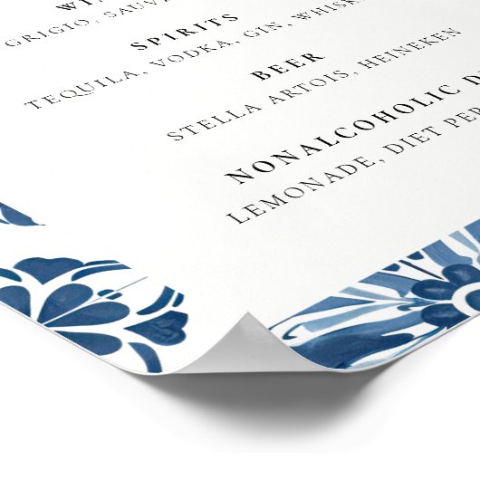 Poster Barre Menu Lemon Positano Mariage Panneau de table (Coin)