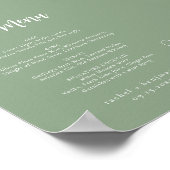 Poster Barre Menu Mariage Sage Vert Botanique Minimal (Coin)