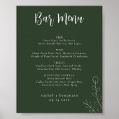 Poster Barre Menu Mariage Sage Vert Botanique Minimal (Devant)