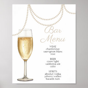 Poster Barre Menu Perles et la douche de la mariée de pou