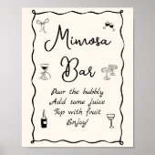 Poster Barre Mimosa Fête des mariées à main noire (Devant)