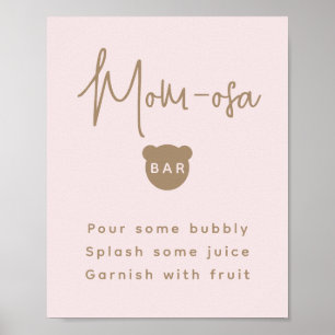 Poster Barre minimaliste simple Baby shower d'ours maman-