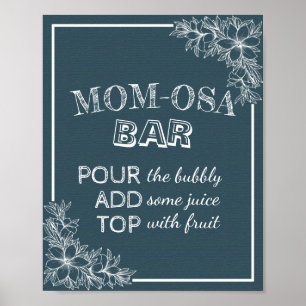 Poster BARRE MOM-OSA baby shower Signal Bleu & Blanc Fleu