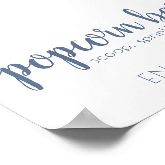 Poster Barre Popcorn Simple | Dusty Blue Any Event Sign (Coin)