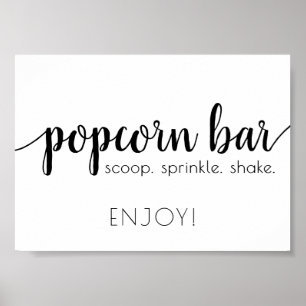 Poster Barre Popcorn Simple Script noir Tout événement
