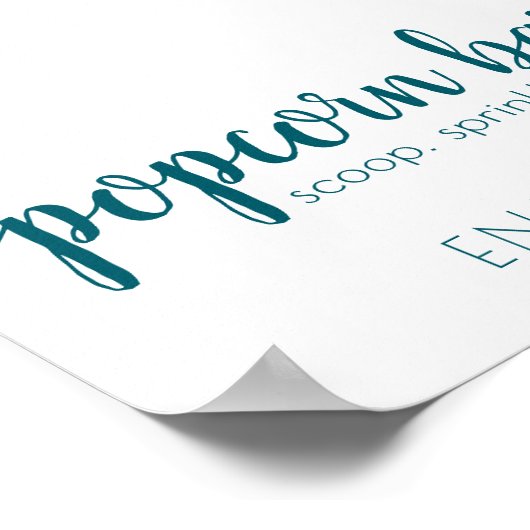 Poster Barre Popcorn Simple | Turquoise Aqua Any Event Si (Coin)