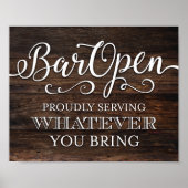 Poster BARRE Rustique Chic OPEN Party Sign Print (Devant)