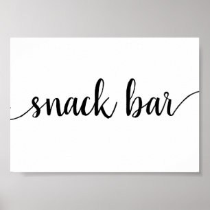 Poster Barre Snack Simple Script noir Tout événement Si