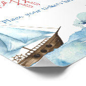 Poster Barreau rouge bleu Baby shower nautique (Coin)