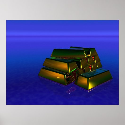 Poster Barres d'or sur arrière - plan pourpre (Devant)