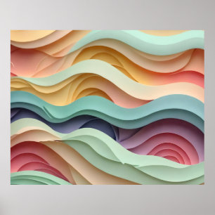 Poster Barres ondulées couleur bonbon