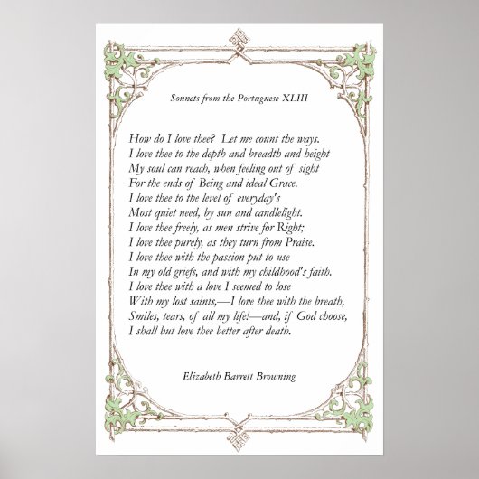 Poster Barrett Browning - Sonnets du Portugais 43 (Devant)