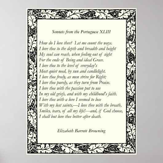 Poster Barrett Browning - Sonnets du Portugais 43 (Devant)