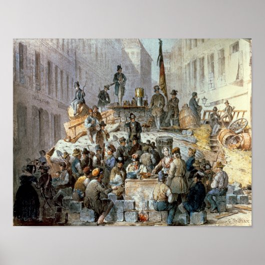 Poster Barricades à Marzstrasse, Vienne, 1848 (Devant)