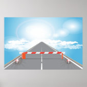 Poster Barrière rouge et blanche Accès bloqué (Devant)