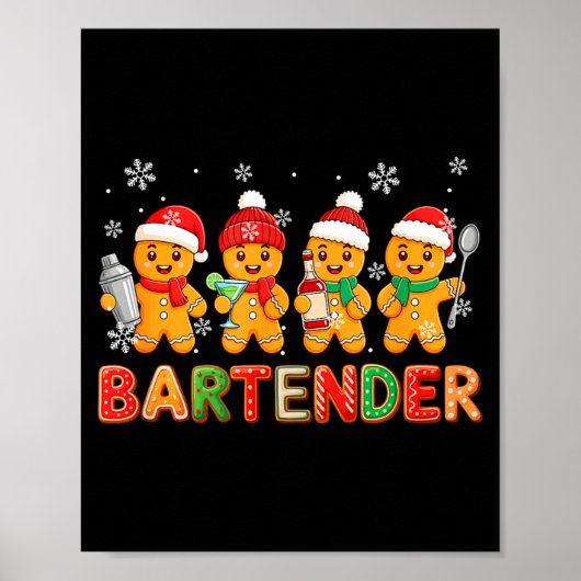 Poster Bartender Job Group Santa Gingerbreads Xmas Cookie (Devant)