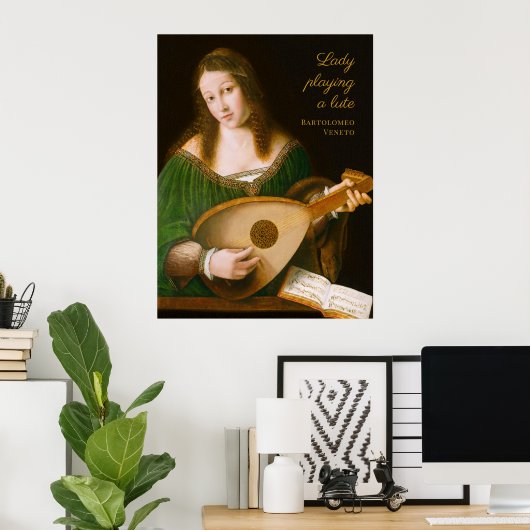 Poster Bartolomeo Veneto Lady jouant un lute CC1161 (Bureau à domicile)
