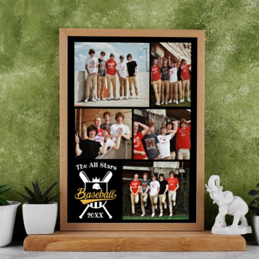 Poster Base-ball personnalisé Photo Collage Nom de l'équi