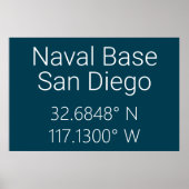Poster Base navale San Diego Latitude Longitude (Devant)