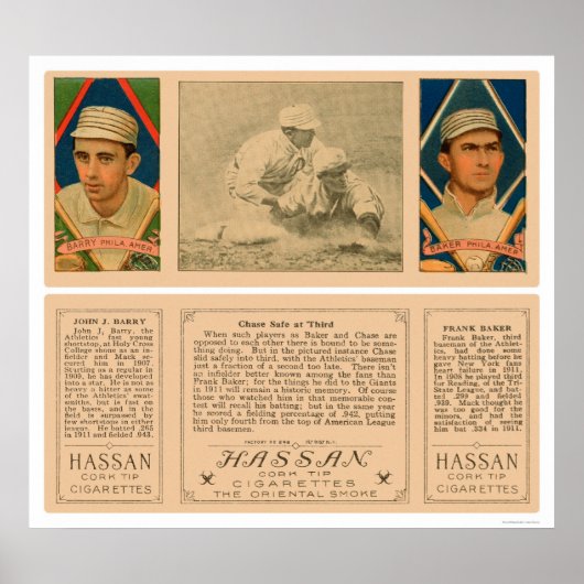 Poster Baseball 1912 de Baker Barry Athletics (Devant)
