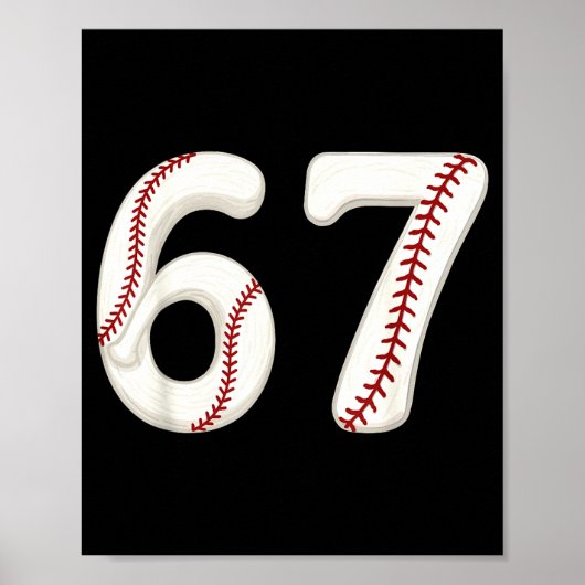 Poster Baseball 67 Number Funny Six Seven Gen Alpha Meme  (Devant)