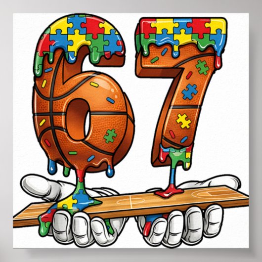 Poster Baseball 67 Puzzle Drip Six Seven Mème Garçons Aut (Devant)