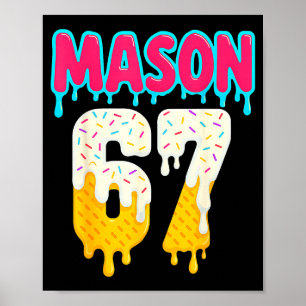 Poster Baseball 6 7 Crème Glacée Dégoulinante Numéro 67 D