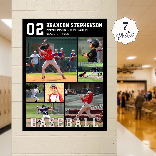 Poster Baseball 7 Photo Player Name and Number