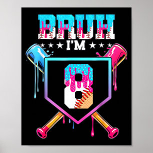 Poster Baseball 8 ans Crème glacée goutte 8e anniversaire