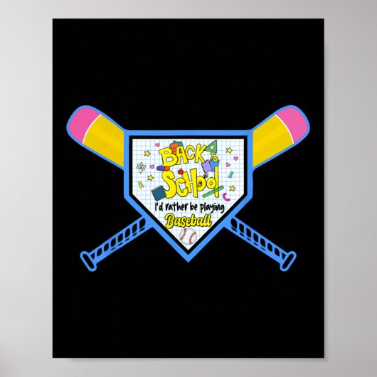 Poster Baseball Accueil Plaque Crayon Chat Retour À L'Éco (Devant)