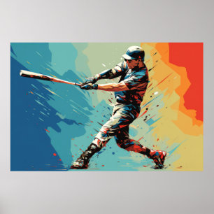 Poster Baseball Action Sport Peinture Art Décor Abstrait
