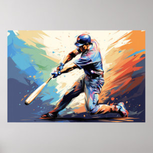 Poster Baseball Action Sport Peinture Art Décor Abstrait