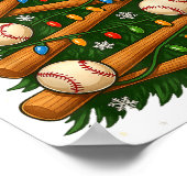 Poster Baseball Bat Christmas Tree Lights Holiday Design  (Coin)
