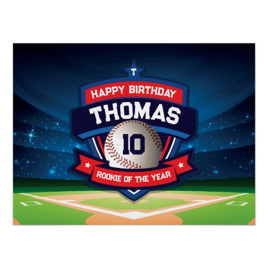 Poster Baseball Birthday banner backdrop  (Devant)