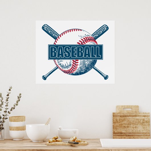 Poster Baseball couleur personnalisé (Cuisine)