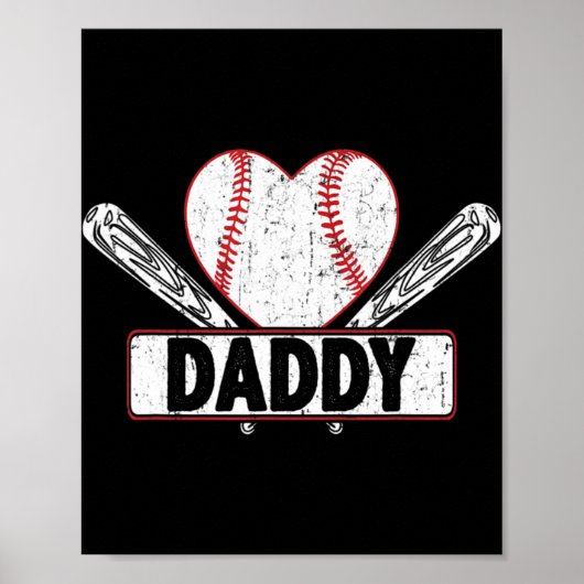 Poster Baseball Daddy Correspondance Famille Softball L (Devant)