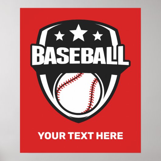Poster Baseball de texte et de couleur personnalisés (Devant)