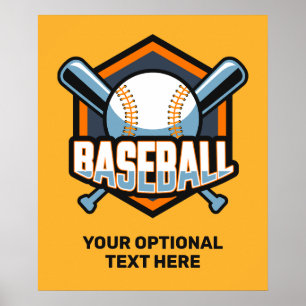 Poster Baseball de texte et de couleur personnalisés