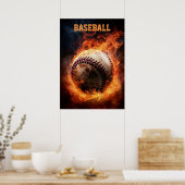 Poster Baseball de texte personnalisé en feu (Cuisine)