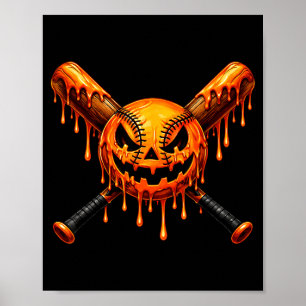 Poster Baseball dégoulinant citrouille fantôme effrayant