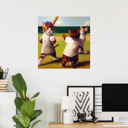 Poster Baseball des chats (Bureau à domicile)