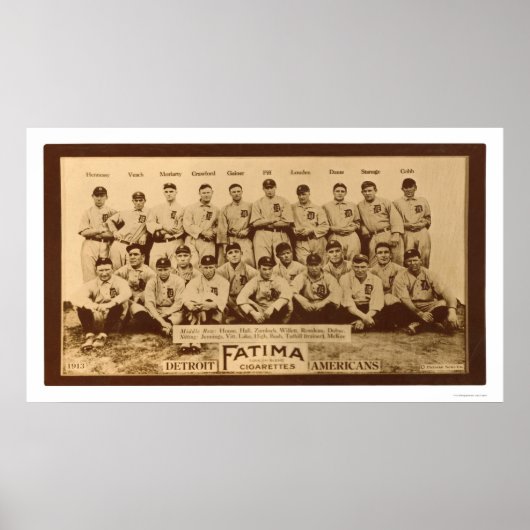 Poster Baseball des Tigres de Détroit 1913 (Devant)