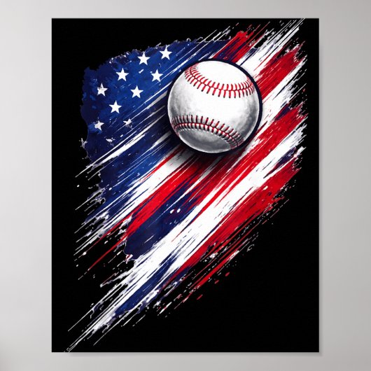 Poster Baseball drapeau américain garçons filles hommes f (Devant)