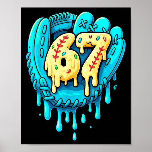 Poster Baseball Drip 6 7 Numéro 67 Six Sept Mème Hommes B (Devant)
